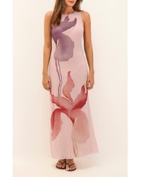 ViX - Twist Floral Print Mesh Cover-Up Maxi Dress - Lyst