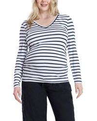 Motherhood Maternity - V-Neck Side-Ruched Maternity Long Sleeve Tee - Lyst