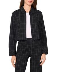 Halogen® - Windowpane Check Crop Zip-Up Jacket - Lyst