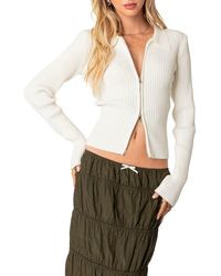 Edikted - Cora Rib Zip Front Cardigan - Lyst