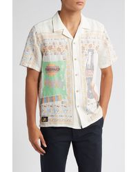 Percival - Meal Deal Embroidered Short Sleeve Linen Graphic Camp Shirt - Lyst