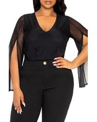 Buxom Couture - Mesh Long Sleeve Bodysuit - Lyst