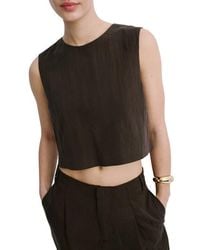 Mango - Boxy Crop Back Button Top - Lyst