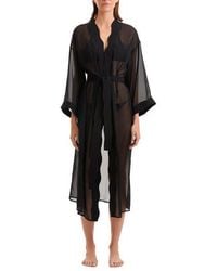 Moeva - Blaze Long Sleeve Wavy-Trim Belted Sheer Kaftan - Lyst