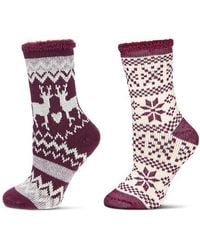 Memoi - Assorted 2-Pack Terry Cushioned Crew Socks - Lyst