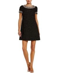 Mac Duggal - Short Sleeve Boucle Mini Dress With Beading Detail - Lyst