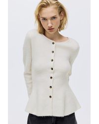 H&M - Rib-Knit Peplum Cardigan - Lyst