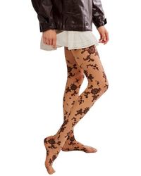 Free People - Flocked Floral Tights - Lyst