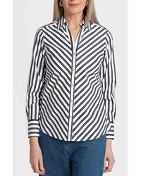 Foxcroft - Mary Stripe Cotton Blend Button-Up Shirt - Lyst