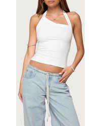 Edikted - Kylan Asymmetric Stretch Cotton Halter Top - Lyst