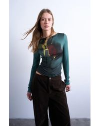 TOPSHOP - Abstract Floral Print Boat Neck Top - Lyst