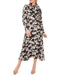 Ted Baker - Floral Tie Neck Long Sleeve Dress - Lyst