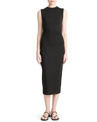 Vince - Side Ruched Sleeveless Knit Midi Dress - Lyst