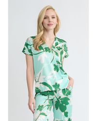Ming Wang - Floral Printed Crepe De Chine Top - Lyst