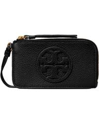 Tory Burch - Miller Top Zip Leather Card Case - Lyst
