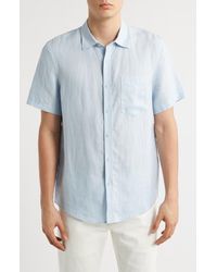 Nordstrom - Solid Short Sleeve Linen Button-Up Shirt - Lyst