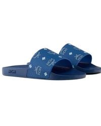 MCM - Monogram Print Rubber Slides - Lyst