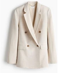 H&M - Linen-Blend Double-Breasted Blazer - Lyst