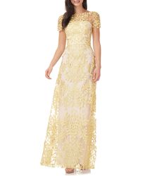 js collections floral appliqué gown