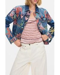 Desigual - Embroidered Denim Trucker Jacket - Lyst