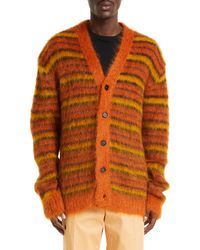 Marni - Stripe V-neck Mohair & Wool Blend Cardigan - Lyst