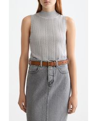 Scotch & Soda - Metallic Pointelle Sleeveless Turtleneck Sweater - Lyst