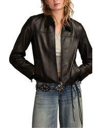 Lucky Brand - Zip Crop Leather Jacket - Lyst