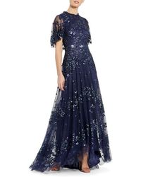 Mac Duggal - Sequined High Neck Flutter Sleeve A Line Gown - Lyst