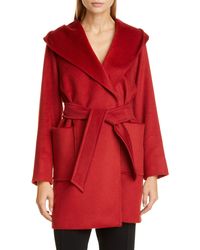 Max Mara Rialto Hooded Camel Hair Coat - Red
