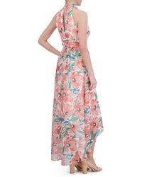 Eliza J - Floral Sleeveless High-low Chiffon Gown - Lyst