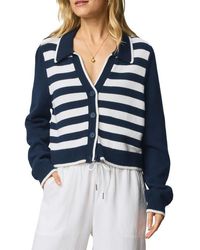 Splendid - Nicolette Placed Stripe Cotton Polo Cardigan - Lyst