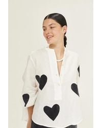 Lanhtropy - Cupid Linen Shirt With Metallic Hearts - Lyst