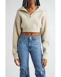 Coperni - Half Zip Boxy Wool Crop Sweater - Lyst