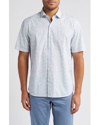 Robert Barakett - Slim Fit Dot Print Short Sleeve Cotton Button-up Shirt - Lyst