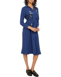 Misook - Floral Embroidered Long Sleeve Shirtdress - Lyst