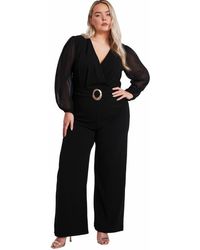 Quiz - Plus Size Chiffon Wrap Buckle Jumpsuit - Lyst