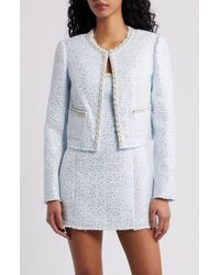 LoveShackFancy - Kelli Sequin Embellished Tweed Crop Jacket - Lyst