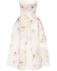 Millà - Strapless Midi Corset Dress With A Floral Print - Lyst