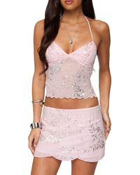 Edikted - Nelley Sequin Beaded Open Back Halter Top - Lyst