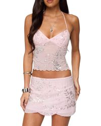 Edikted - Nelley Sequin Beaded Open Back Halter Top - Lyst
