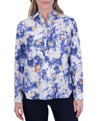 Foxcroft - Meghan Abstract Floral Cotton Button-up Shirt - Lyst