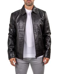 Maceoo - Marthyr Croc Embossed Leather Jacket - Lyst