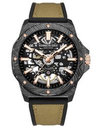 Kenneth Cole - The Hollis Skeleton Automatic Silicone & Nylon Strap, 45Mm - Lyst