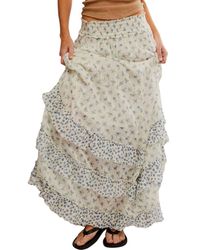 Free People - Brynn Mixed Floral Tiered Cotton Blend Maxi Skirt - Lyst