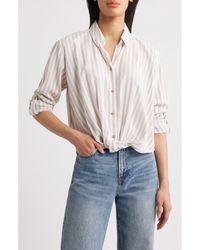 Beach Lunch Lounge - Vivica Stripe Twist Hem Button-Up Shirt - Lyst