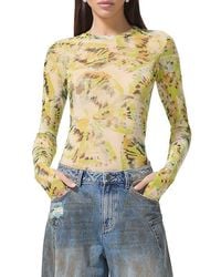AFRM - Kaylee Print Sheer Mesh Top - Lyst