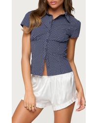 Edikted - Polka Dot Short Sleeve Tailored Cotton Button-Up Shirt - Lyst