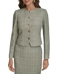 Donna Karan - Button Front Tweed Jacket - Lyst
