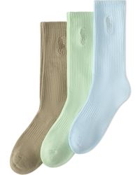 Polo Ralph Lauren - Assorted 3-Pack Washed Cotton Blend Crew Socks - Lyst