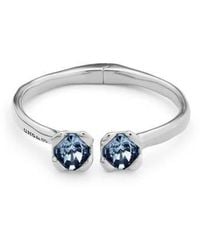Uno De 50 - Sterling-Plated Bangle Bracelet With Inner Spring And Two Crystals - Lyst